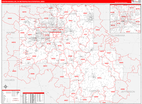 Canton-Massillon Metro Area Wall Map